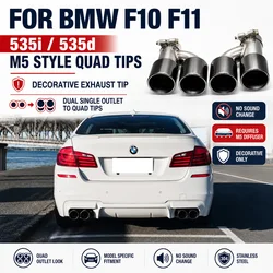 Upgrade M5 Style Quad Exhaust Tips For BMW F10 F11 535i 535d 1 Pair Dual Tailpipe End Pipe Nozzle Carbon Black Stainless Steel