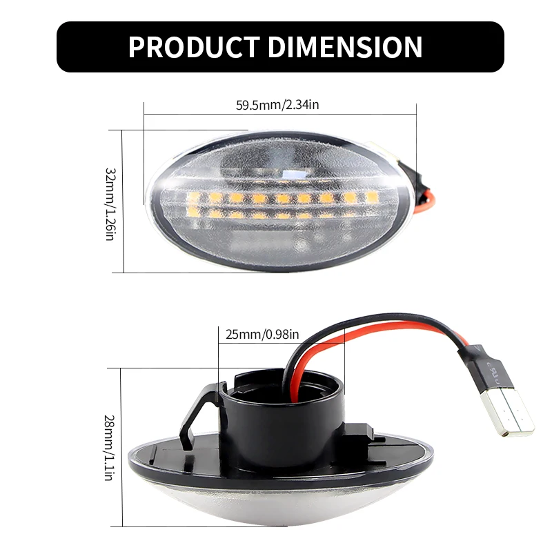 2PCS OEM Smoked/Clear Lens LED Side Marker Turn Signal Lights Canbus For Mini Cooper R52 04-08 R50 R53 02-06 Car Accessories