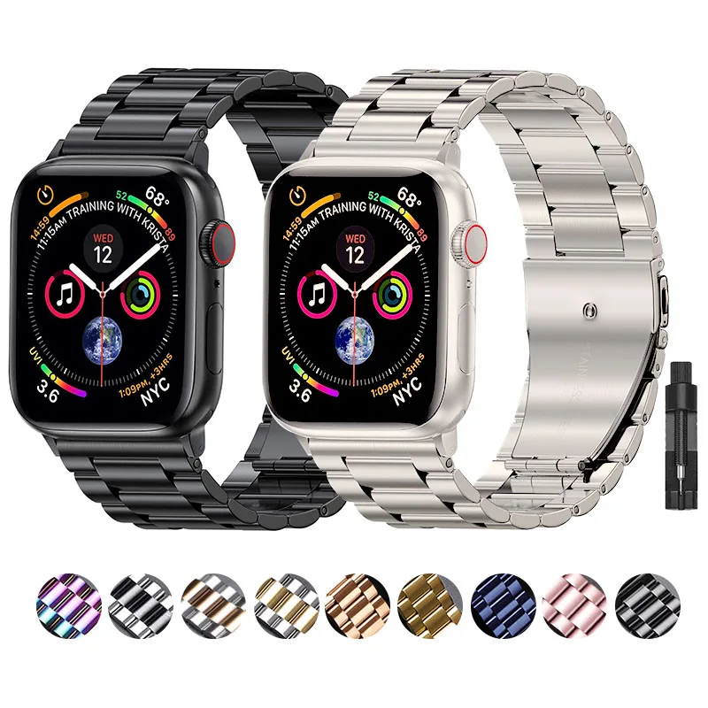 Cinturino in acciaio inossidabile per Apple Watch Ultra 2 49mm 45mm 41mm 40mm 44mm cinturino per orologio cinturino in metallo per iWatch serie 9 8 7 6 5 4