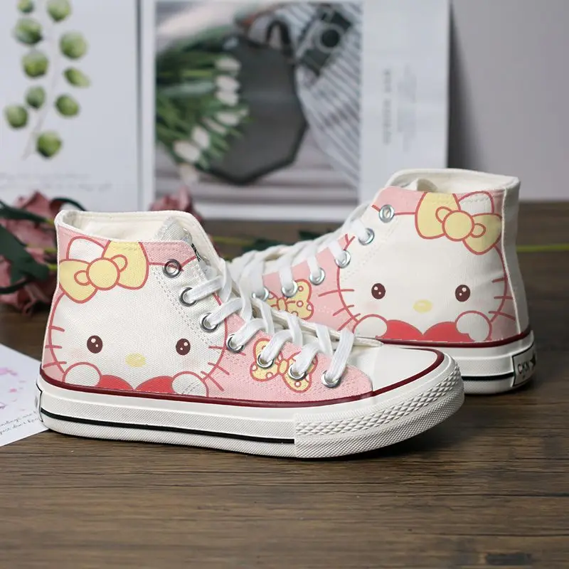 

Miniso Y2K Kawaii Hello Kitty My Melody парусиновая обувь с героями мультфильмов, летние тонкие высокие кроссовки, универсальная повседневная обувь для студентов, подарок