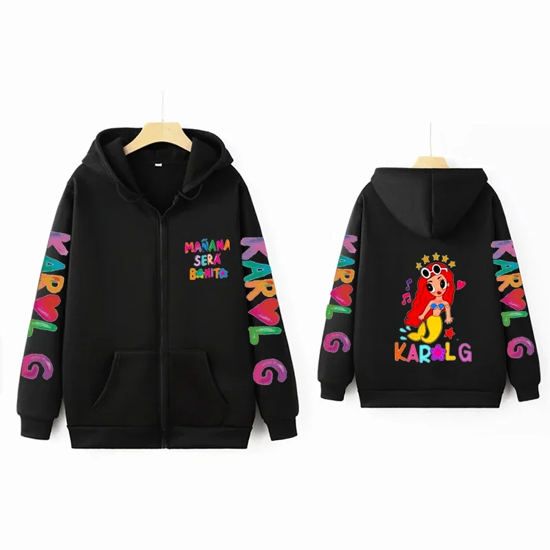 2024 Mañana Sera Bonito Harajuku Crew Neck Long Sleeve Oversized Zip Hoodie,Karol GG Hoodie,Bichota Harajuku Pullover Sweatshirt