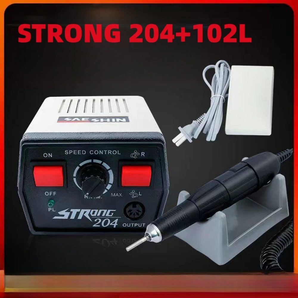 65W STRONG 204 90 Macchina per manicure dentale STRONG102L Polacco Maniglia per gioielli Trapano elettrico per unghie Orafo Incisore Dispositivo di levigatura