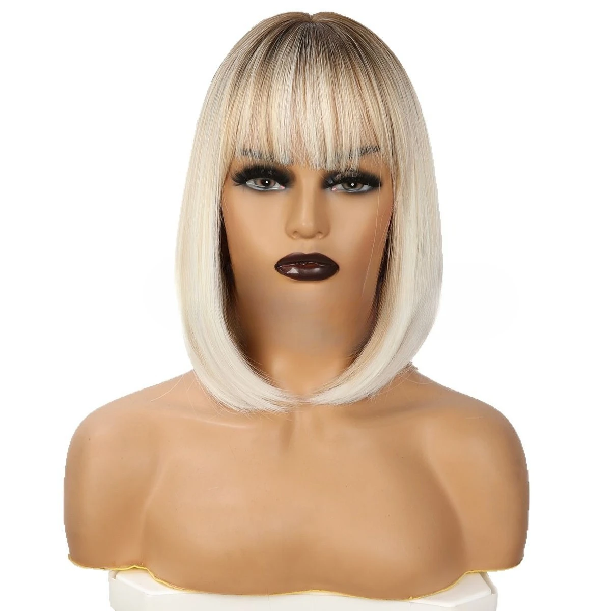 

Wig Female Short Hair Japanese Korean Rice Platinum Bobo Head Chemical Fiber Silk Short Straight Hair Headgear