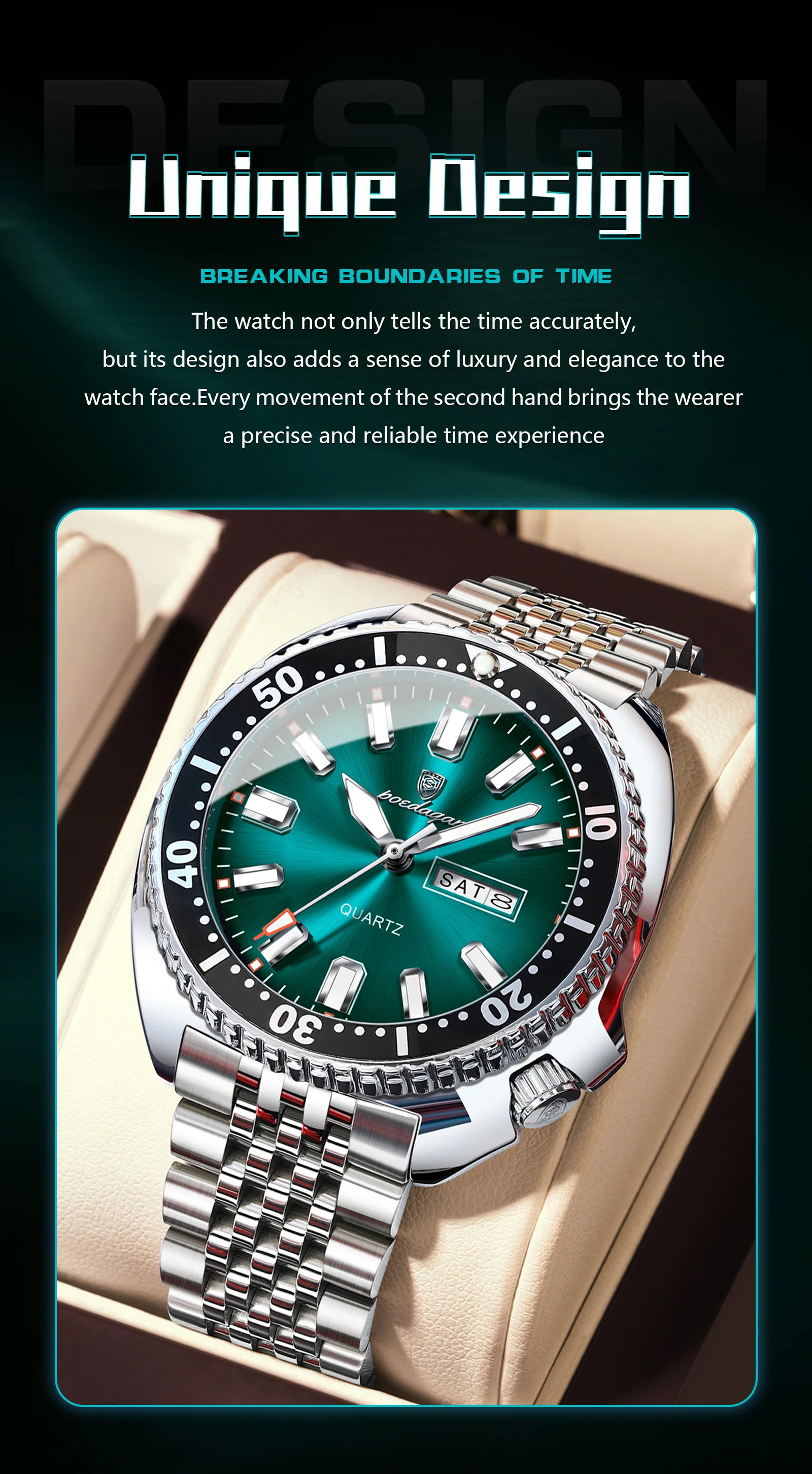 POEDAGAR Luxus Business Männer Uhr Datum Woche Wasserdicht Leucht Mann Armbanduhr Sport Edelstahl Quarz herren Uhren Reloj – Detail 3