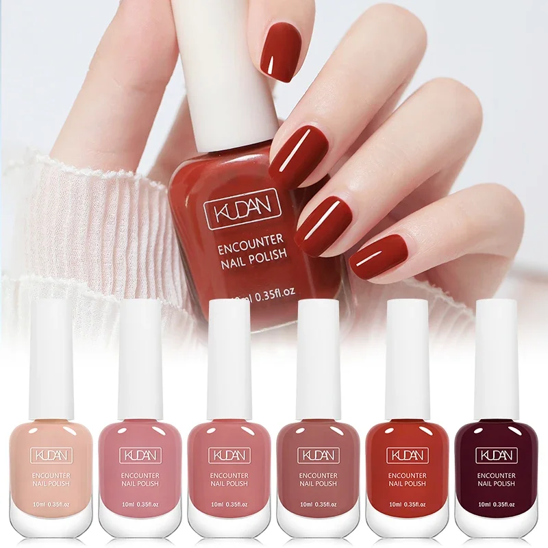 KUDAN-Juego de esmaltes de uñas a base de agua, 6 uds., 10ml, desnudo, rojo, rosa, Peel-Off, secado al aire, Kit de esmaltes para manicura, sin necesidad de lámpara