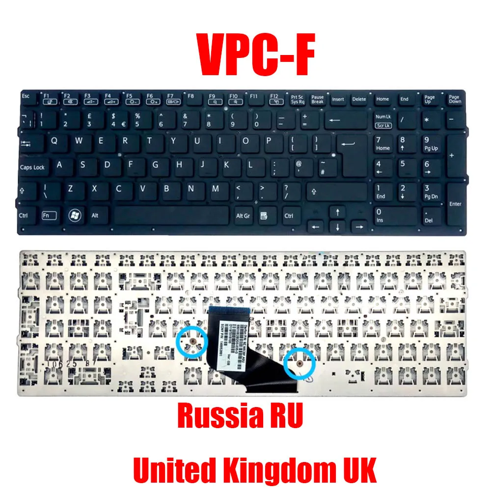 RU UK Laptop Keyboard For SONY VPCF2 VPCF219 VPCF217 Russia Black New