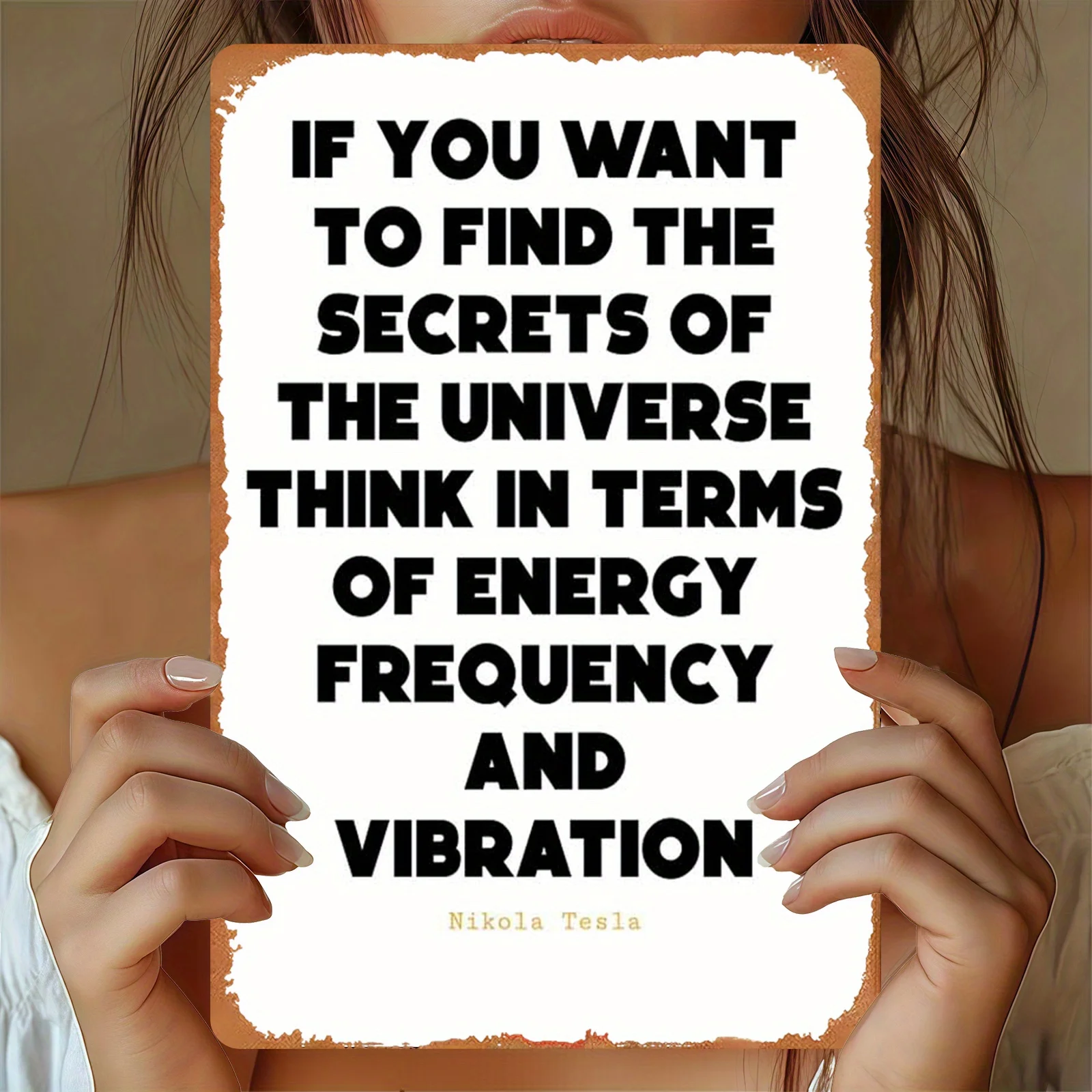 Vintage Metal Sign, for Tesla Quote - Energy, Frequency, Vibration, This Stylish Art Wall Decor Is A Humorous Iron Gift Suitab