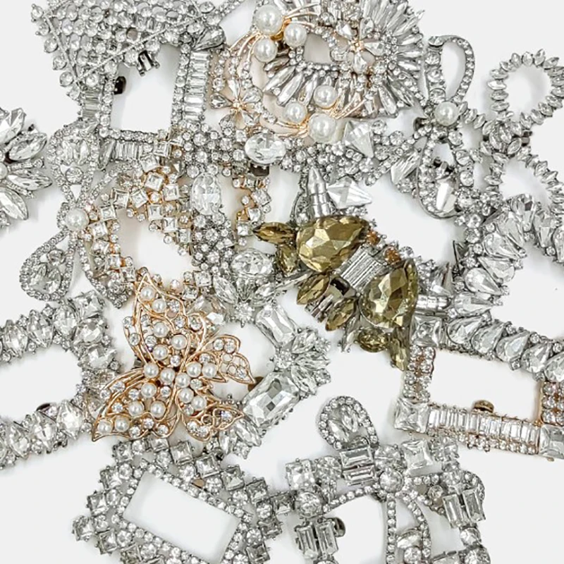 Sepatu kristal klip wanita hak tinggi sepatu pernikahan pengantin wanita berlian imitasi pesona gesper dekorasi yang dapat dilepas aksesori klip sepatu