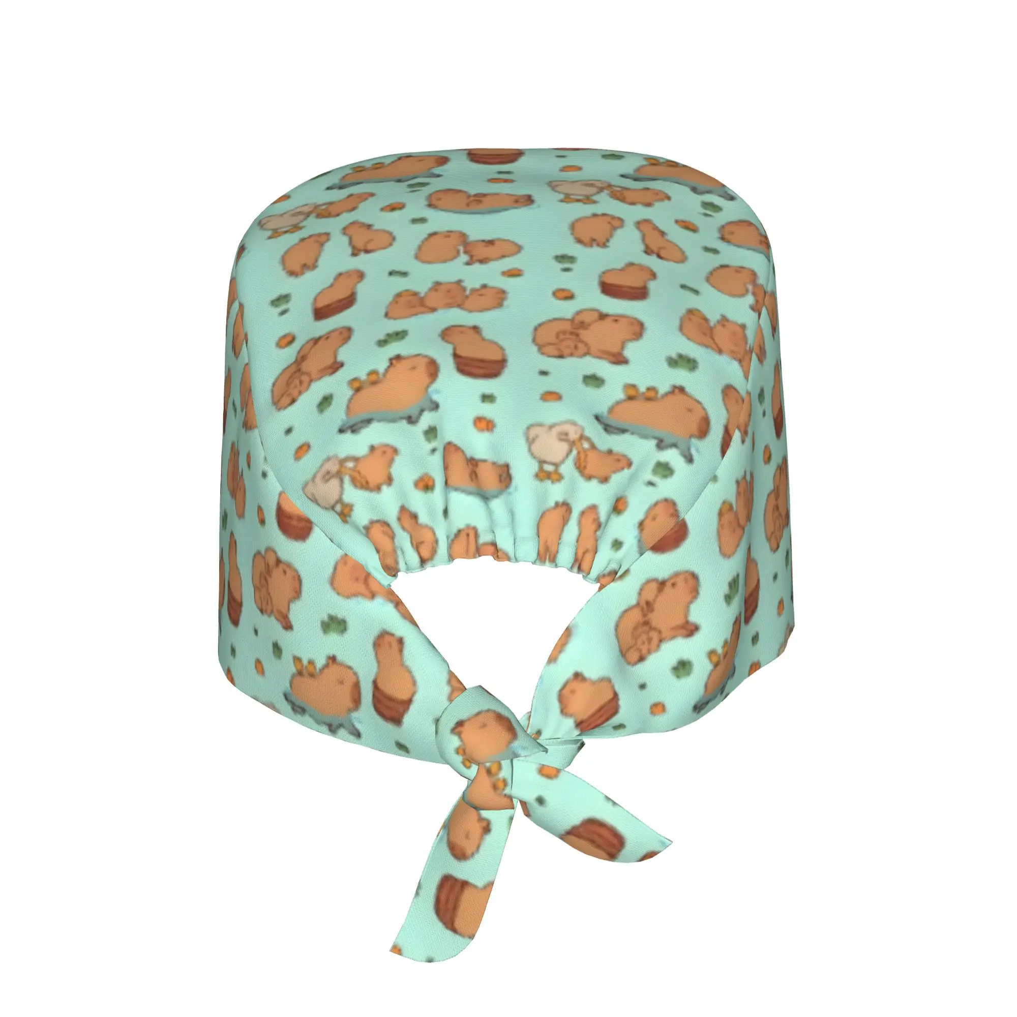 Capybara Breathable Scrub Hat Surgical Scrub Caps Unisex Nursing Hair Hats Funny Colourful Creative Work Scrubs Hat for Medical