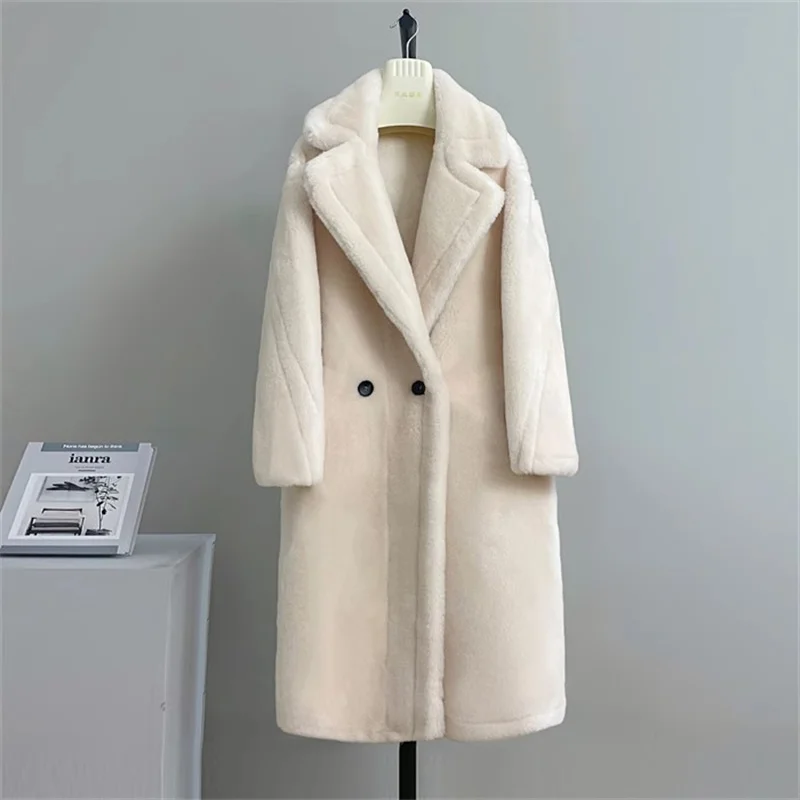 Teddy bear New Korean version 2025 Autumn Winter Alpaca fur Coat Women's 100% Australian wool Coats Female Long Parkas Overcoat