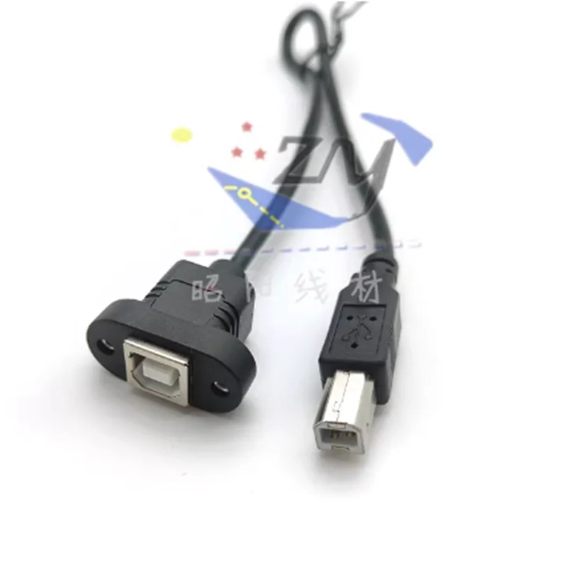 30cm New Model USB 2.0 Type B Male to Type B Female Printer Scanner Extension Cable with Panel Mount 23mm Hole Pitch Screw Holes