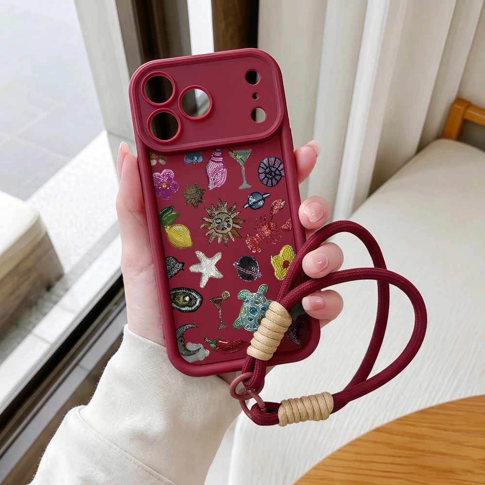 Handyhülle für Samsung Galaxy Note 20 S25 S26 Plus S24 S23 FE S25 S24 S23 Ultra A57 A07 5G Retro Elements Lanyard Silikonhülle – Detail 7