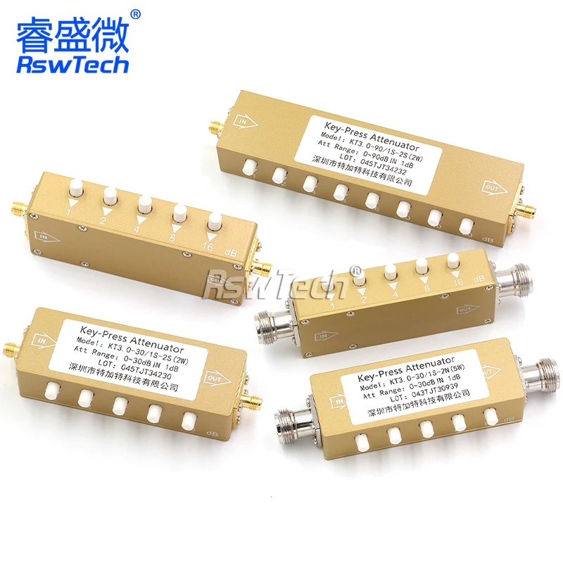 

1PCS SMA N-type RF button adjustable key signal attenuator 0-30dB 0-60dB 0-90dB step 5W 10W high power 0-4GHz