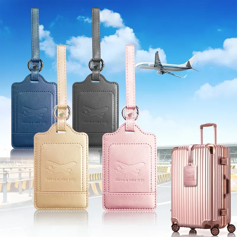 Cute Luggage Tag  Aircraft Boarding Pass Tag Creative Suitcase Hangtag Check-in Leather PU Voyage Airplane Travel Accessories