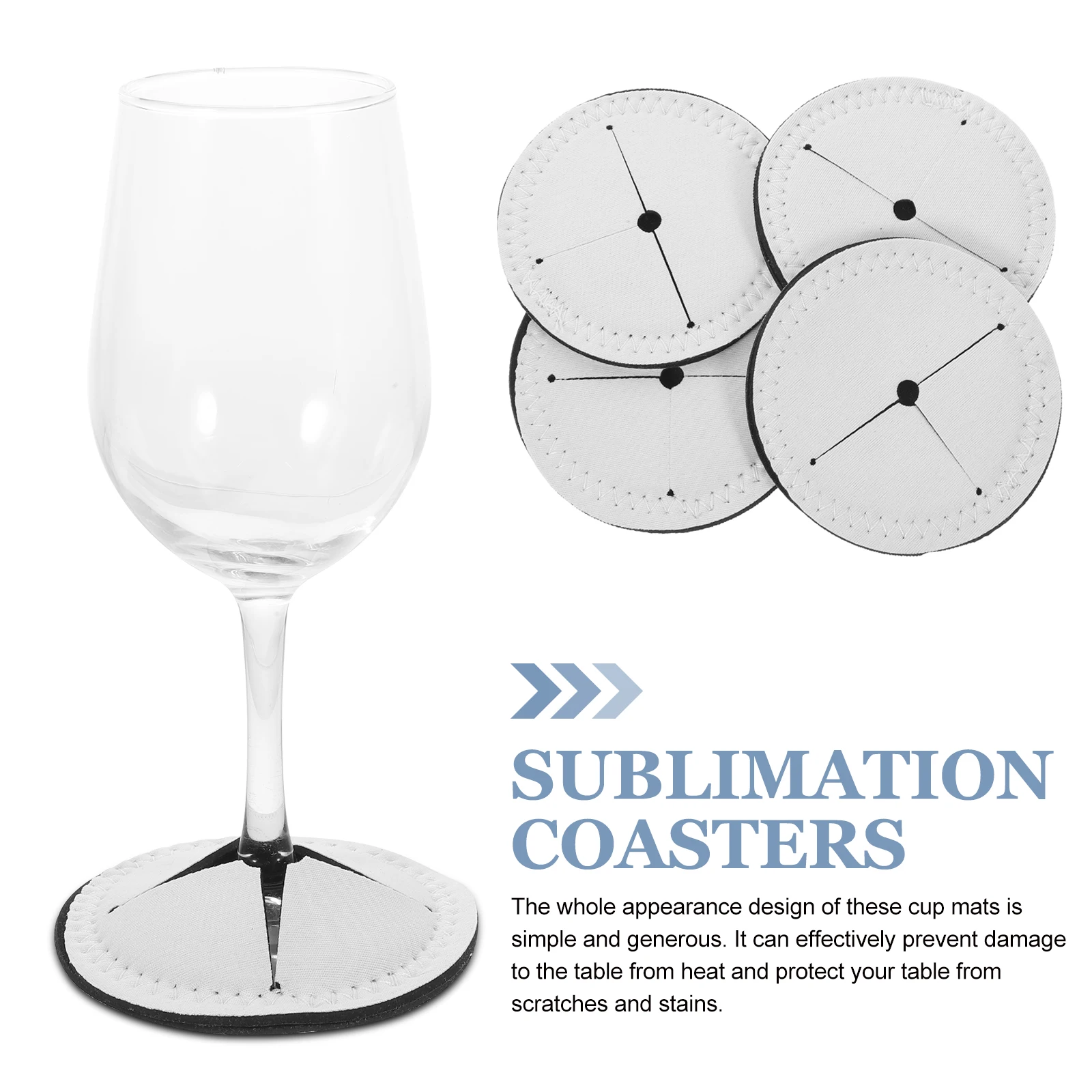 

4pcs Red Wine Coaster Round Mug Mat Thermal Transfer Cup Mats Heat Printing Anti Slip Coasters For Diy Home Decoration