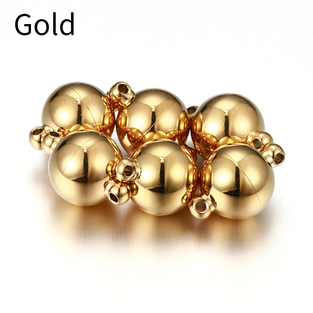 5 Sets magnetischer Edelstahl-Kugelform-Verschlussverbinder für Armband, Halskette, Schmuckherstellung, DIY, goldfarbener Endkonverter