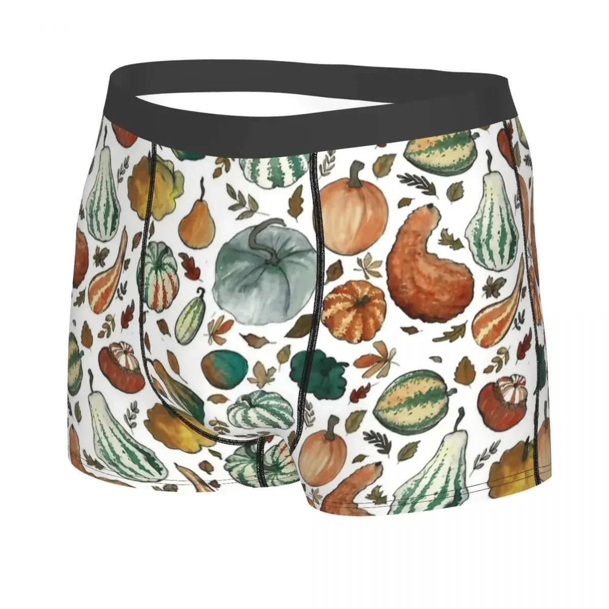 Men Autumn Squashes Watercolor Pumpkin Boxer Briefs Shorts Panties Soft Underwear Male Sexy Long Underpants