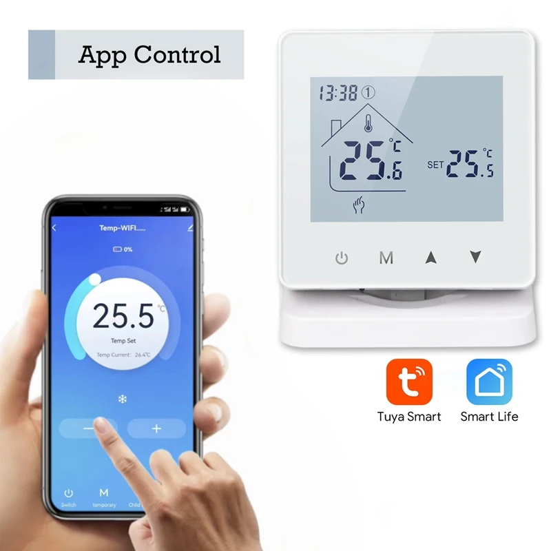 Imagem -03 - Termostato sem Fio Inteligente para Caldeira a Gás Aquecimento Ambiente Controlador de Temperatura rf Home Termostato Wifi Programável Peças Sobressalentes