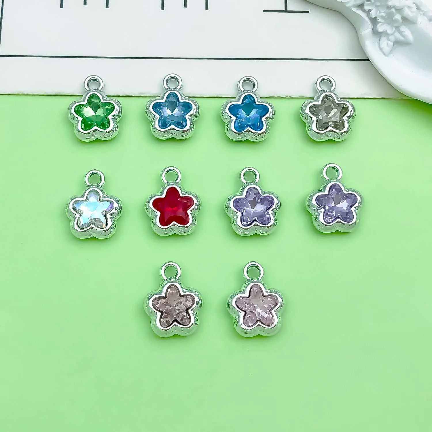 10pcs 12*15mm Alloy Stars Charms with Rhinestones Pendants for DIY Bracelets Necklaces Earrings Jewelry Making Accessories