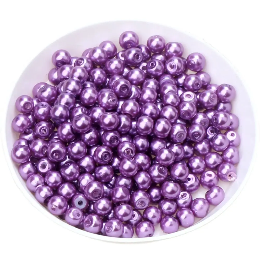 Perle d\'imitazione di vetro 4/6/8MM perle di colore lilla viola orecchini con bracciale fai da te collana girocollo creazione di gioielli per