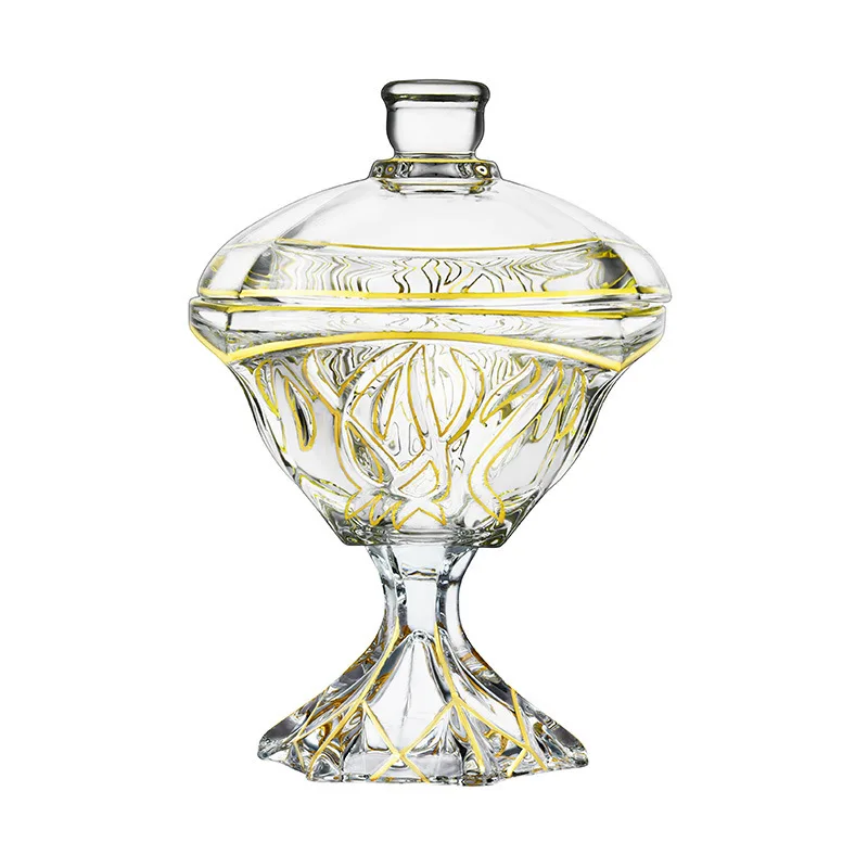 

crystal glass fruit plate light luxury -painted real household living room vase relief high-footed fruit bucket