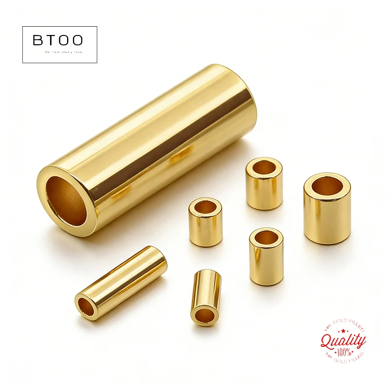 14K Gold Filled Straight Cut Tube Crimp Bead Spacer for Jewelry Making DIY Accessories Tarnish Resistant Jewelry Findings