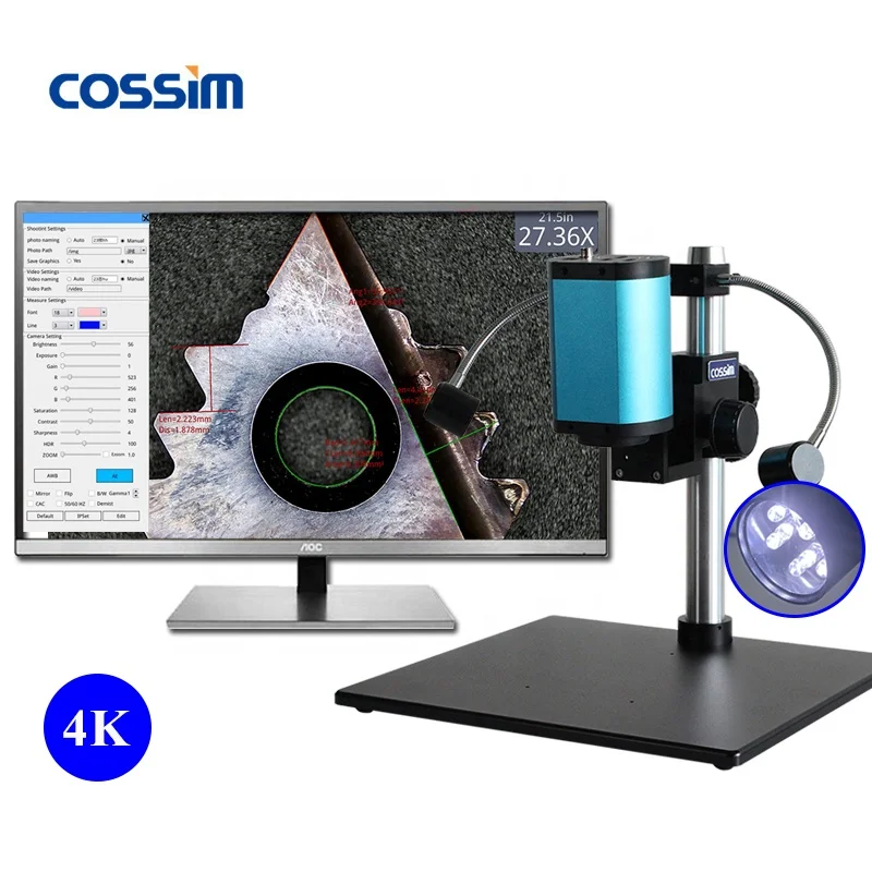 HVS-18V Integrated 4K Full-Automatic Focus Measuring Digital Microscope Camera With Measuring Software & Adjustable LED Light