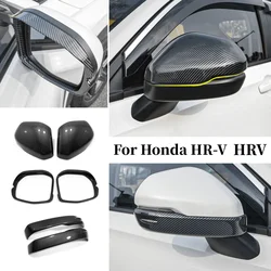 ABS Carbon fiber Body Door Rear View Mirror Frame Cover Rearview Eyebrow Trims Car Accessories 2pcs For Honda HRV HR-V 2022 2023