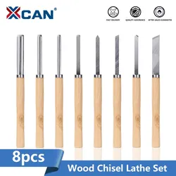 XCAN Wood Turning Chisel 8pcs Wood Lathe Chisel Cutting Carving HSS Steel, Woodworking Lathe Turning Tools for Hardwood