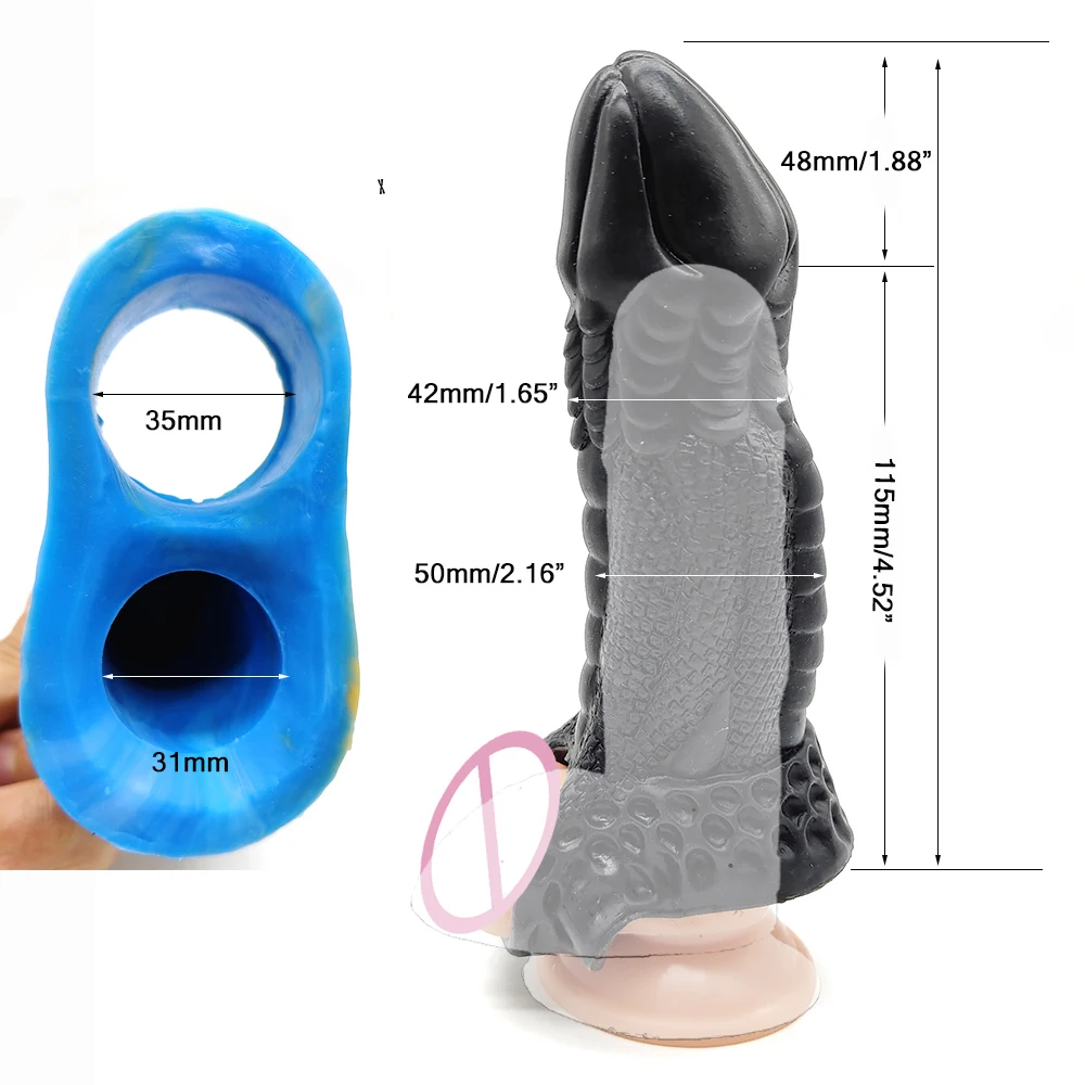 FAAK Silicone Penis Sleeve Extender Multi Color Reusable Condoms Adult Sex Toys For Men Delay Ejaculation Cock Enlargement