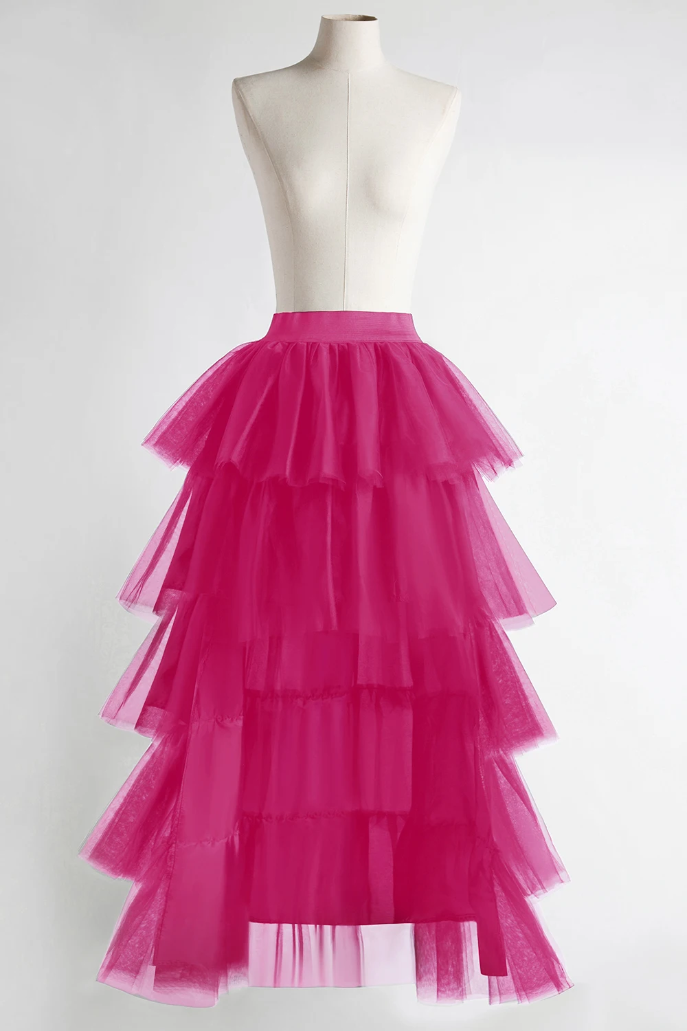 สูง-ต่ํา Tutu กระโปรงไม่สม่ําเสมอ Fluffy Tulle Layered เค้กกระโปรงเอวตาข่าย Petticoat ผู้หญิง Carnival Rock Party ครึ่งกระโปรง