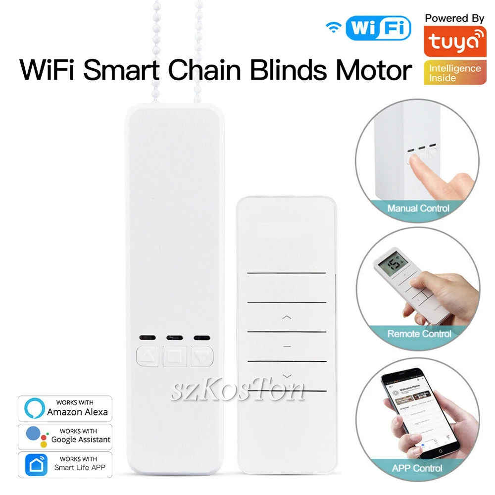 Tuya WiFi Smart Curtain Motor Intelligent Roller Blinds Motor Pull Bead Curtain Remote Voice Control Work With Alexa Google Home