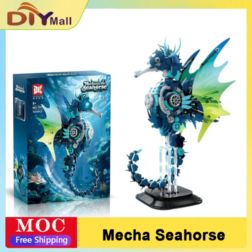 DeKe 1003PCS Mechanical Seahorse Building Blocks Movable Joints  Educational Construction Toy Desktop Decoration Gift For Kid