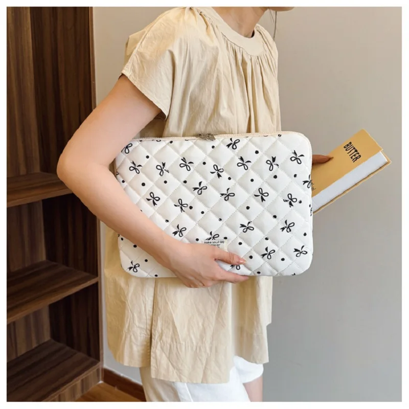 Cute Bow Tablet Bag 9.7-11 For Ipad Air Pro11 10.9 10.2 10.5 Samsung Huawei Macbook 13 14 15 15.6 16 Inch Notebook Tablet Pouch