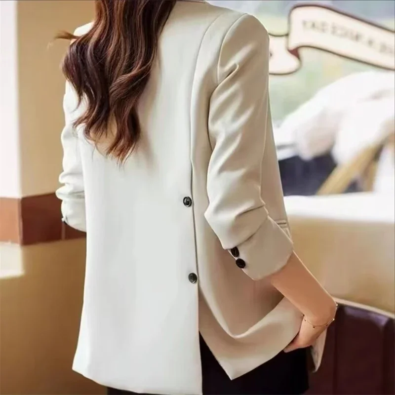 Spring Autumn Korean Version Leisure Ladies Blazer Coat 2025 Women's Small Blazer Jacket Temperament Design Sense Lady Outerwear