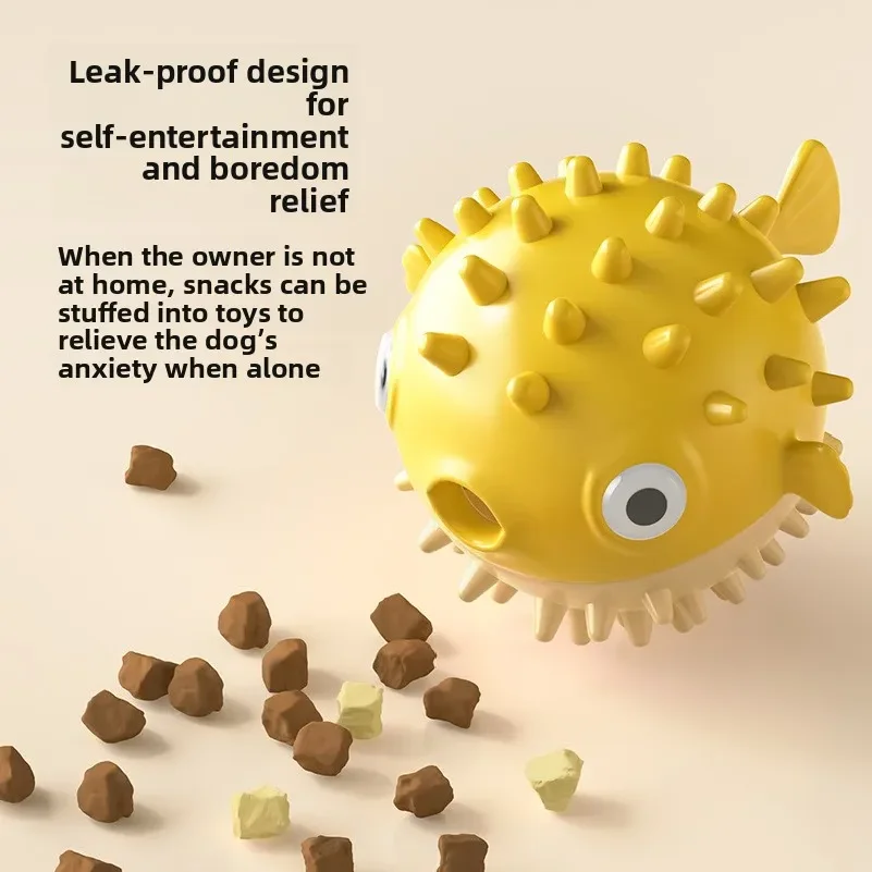Bouncing Fish Treat Dispenser Dog Toy, Interactive Slow Feeder for Dogs Cats, Self-Play Boredom Relief Pet Puzzle Toy
