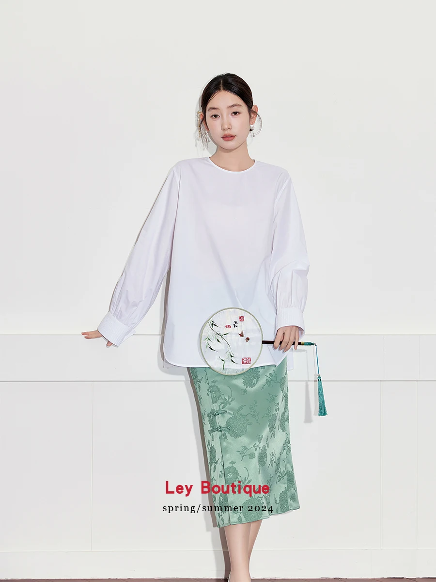 

Loose Fit round Ne irt And Floral Embroidery f Skirt Two Piece Set Simple Faionable Women's Summer Outfit Cotton Lon...