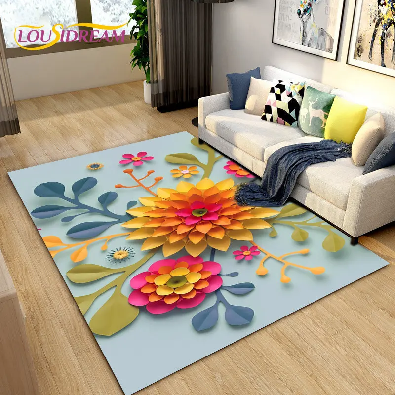 ثلاثية الأبعاد الشمال زهرة ، ديزي منطقة البساط ، السجاد البساط لغرفة المعيشة غرفة نوم أريكة ممسحة المطبخ الديكور ، أطفال اللعب عدم الانزلاق الكلمة حصيرة