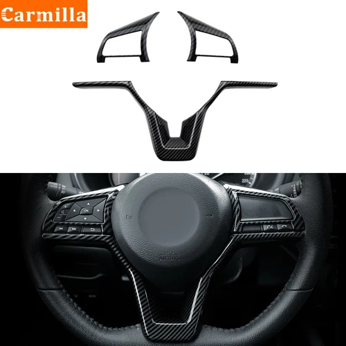 Cubierta decorativa para volante de fibra de carbono, embellecedor de marco para Nissan Rogue Altima Sentra Kicks LEAF Versa x-trail T32, accesorios