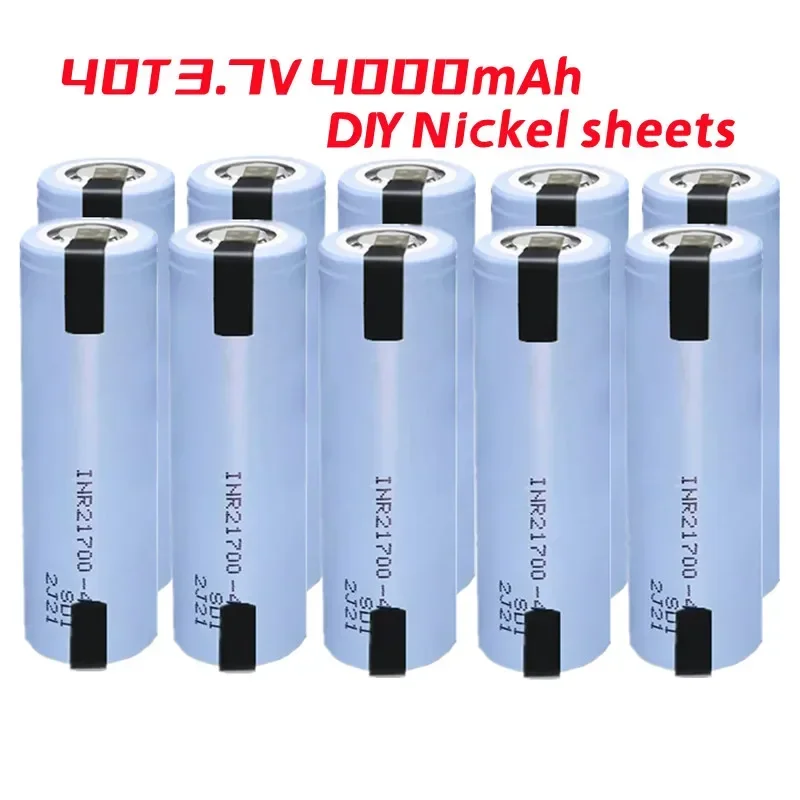 3.7V INR21700 40T 4000mAh akumulator li-lon 21700 15A 5C szybkość rozładowania trójskładnikowych akumulatorów litowo-samochodowych DIY nikiel arkuszy