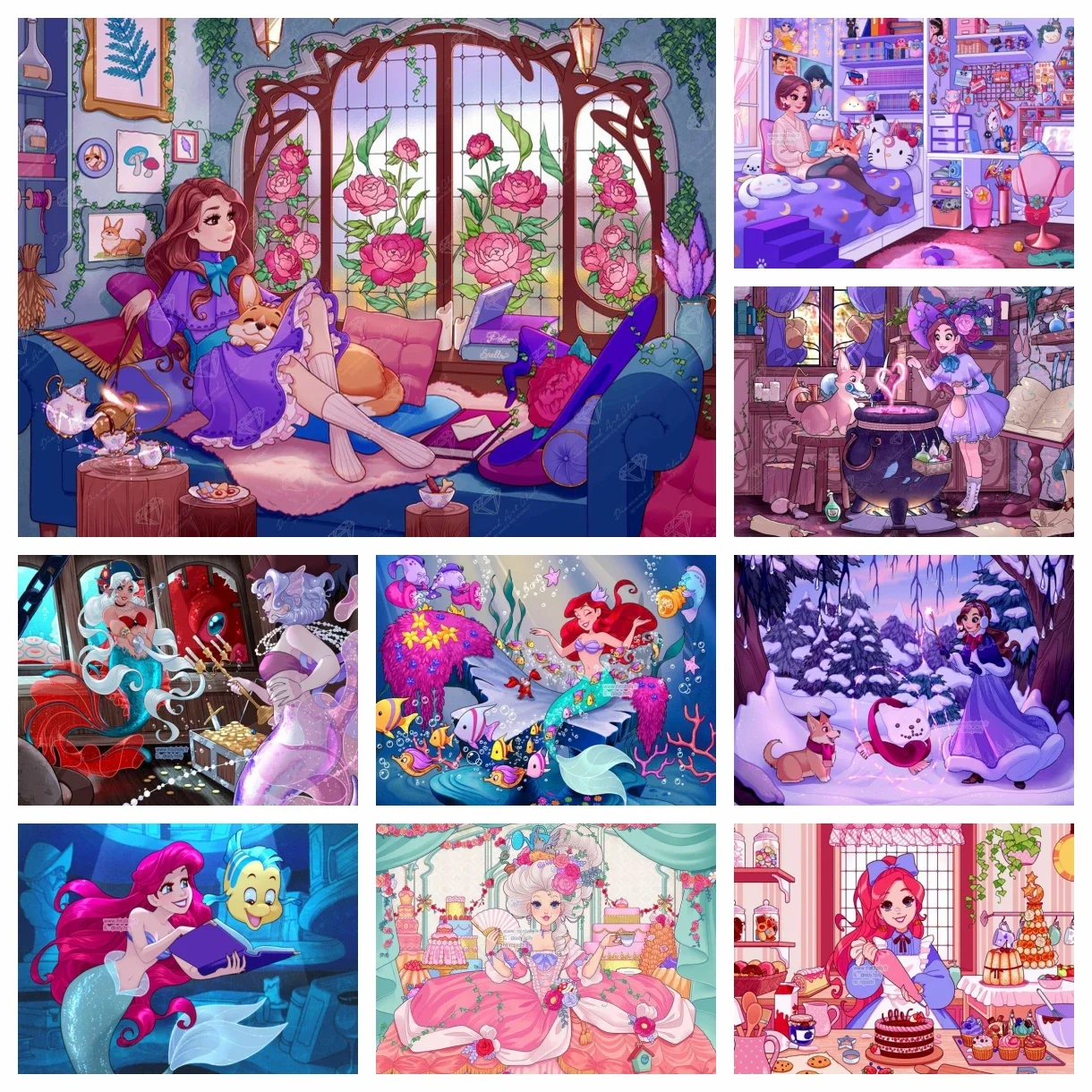 Cartoon Mädchen Prinzessin 5D DIY Diamant Malerei Mosaik Magie Hexe Stickerei Volle Kreuz Stich Kit Home Decor Kind Geschenke