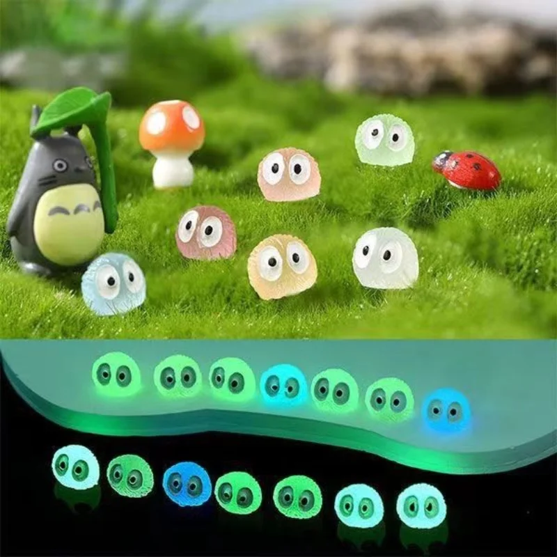 

10-30PCS cartoon luminous black charcoal small coal balls glowing elf resin patches DIY miniature ornaments accessories