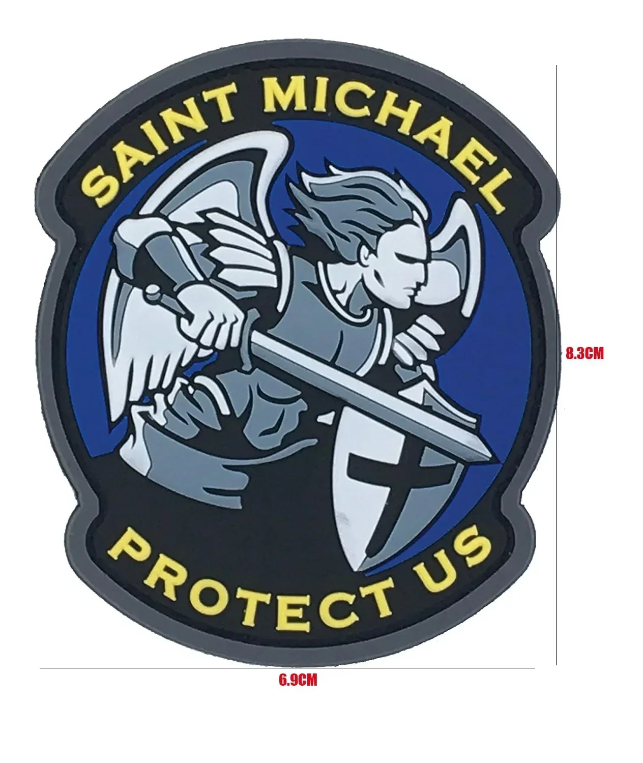 PVC Modern Tactical Angel Patches Saint Michael Protect Us Morale Badge on Backpack Hook&Loop Fastener Military Emblem Sticker