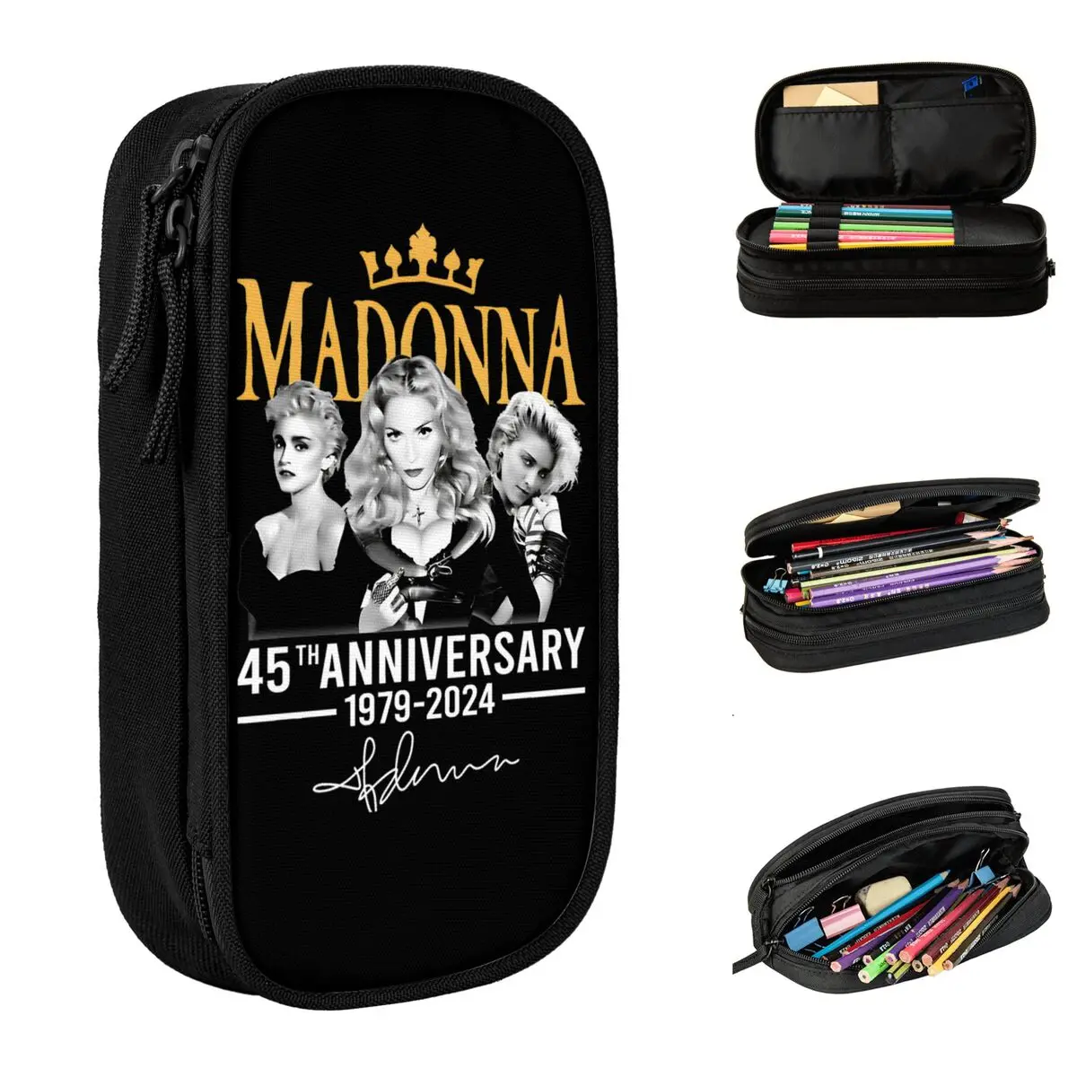 Madonna Singer Pop Classic Music Pencil Case Lovely Pen Holder Bags Student Big Capacity Students School Zipper Pencilcases