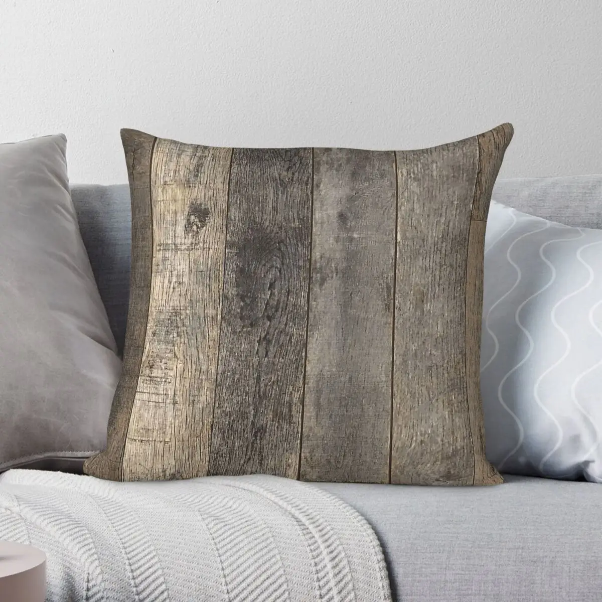 Country Distressed Barn Wood Square Pillowcase Polyester Linen Velvet Printed Zip Decor Throw Pillow Case Car Cushion Case 45x45