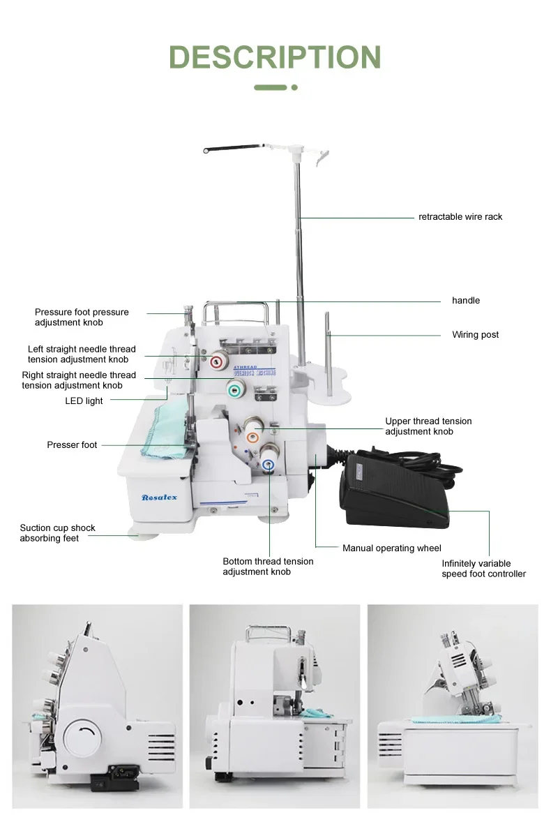 Rosatex 434-4  2\ 3 \4 Thread Portable High Speed Domestic Overlock Sewing Machine