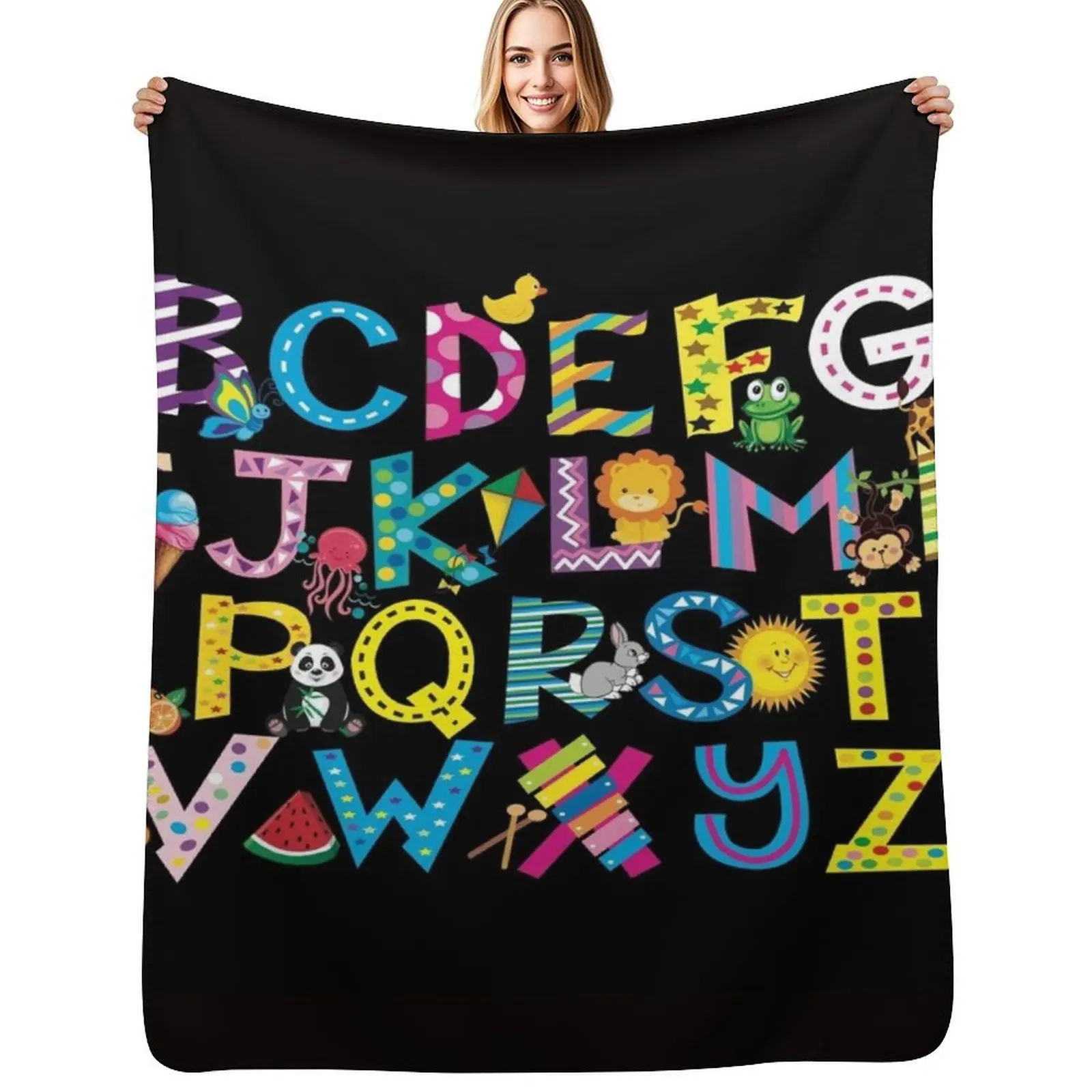 

ALPHABET COLLECTION Throw Blanket Bed linens Plaid on the sofa Travel bed plaid Blankets