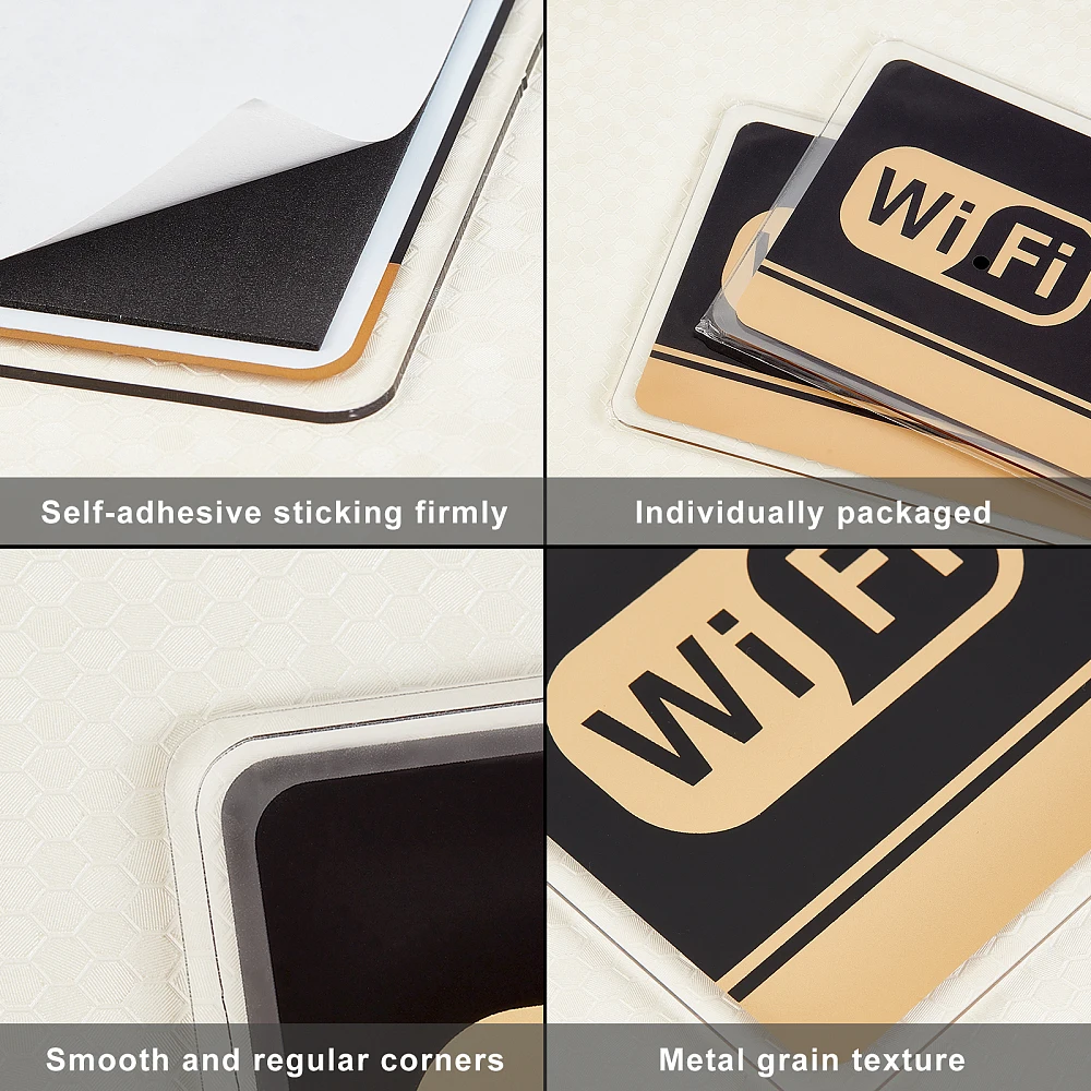 2 قطعة علامة كلمة مرور WiFi مستطيلة من الأكريليك لتغطية WiFi علامة تغطية الشبكة اللاسلكية مع لاصق لغرفة الاجتماعات #4