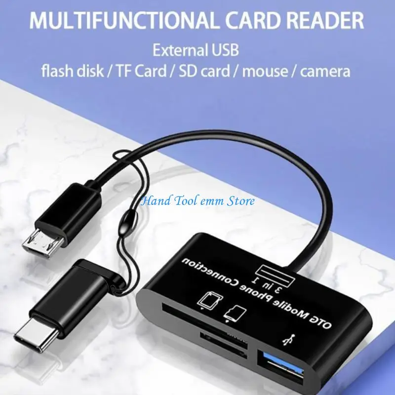 H37F USB Type C Memory Card Reader Compact Flash Card Adapter for Micro USB TF