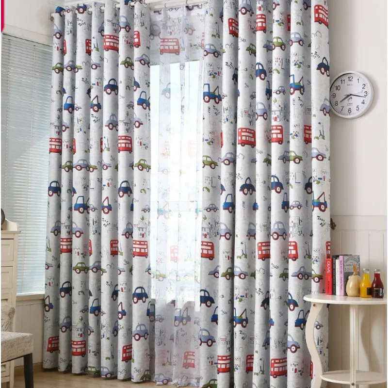 Popular Cartoon Car Children's Bedroom Blackout Curtain Finished Product